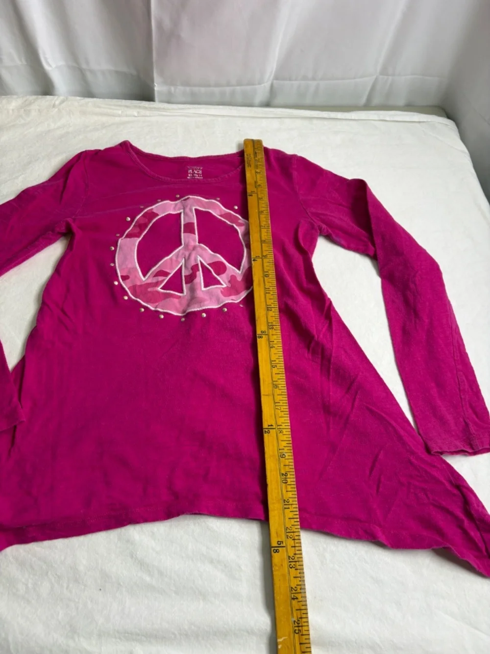 The Children's Place Vintage Y2K Retro Peace Sign Tye Dye Pink Size XL 14